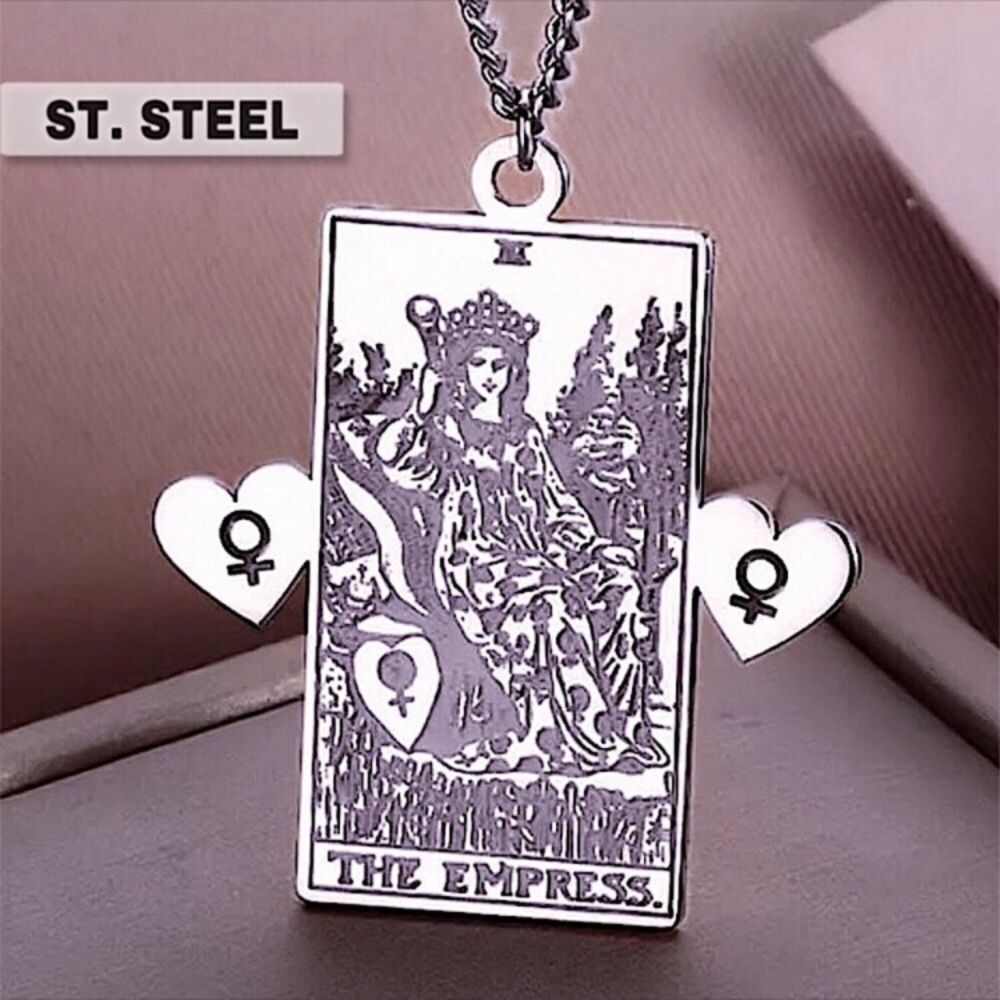 ⚜️𝟯𝟬%𝗢𝗙𝗙 𝗯𝘂𝗻𝗱𝗹𝗲𝘀 𝟯+⚜️ NEW Empress Tarot Card Stainless Steel Necklace - Picture 5 of 12